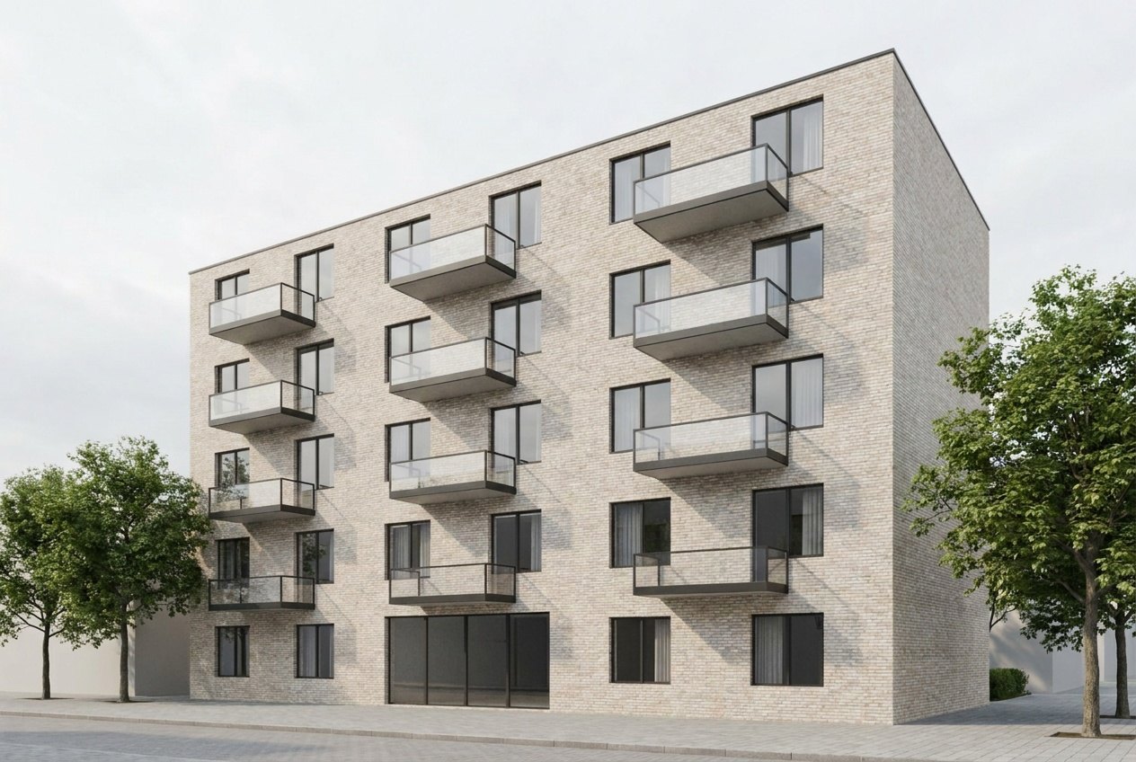 Apartment building, rendered